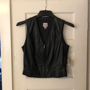 Black leather vest